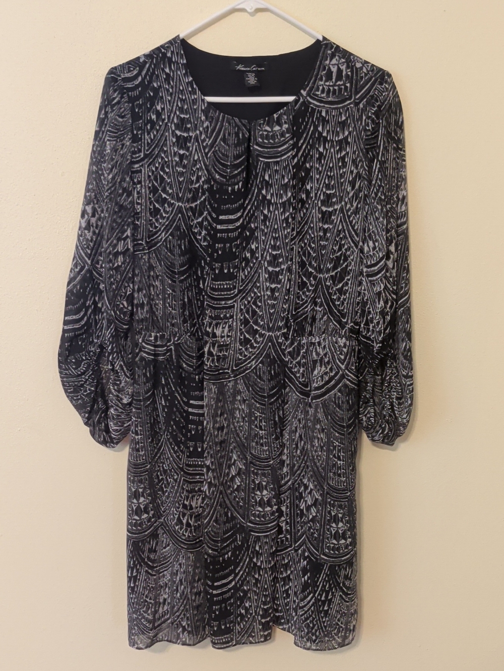 Kenneth Cole Black & White Geometric Print Tunic Dress